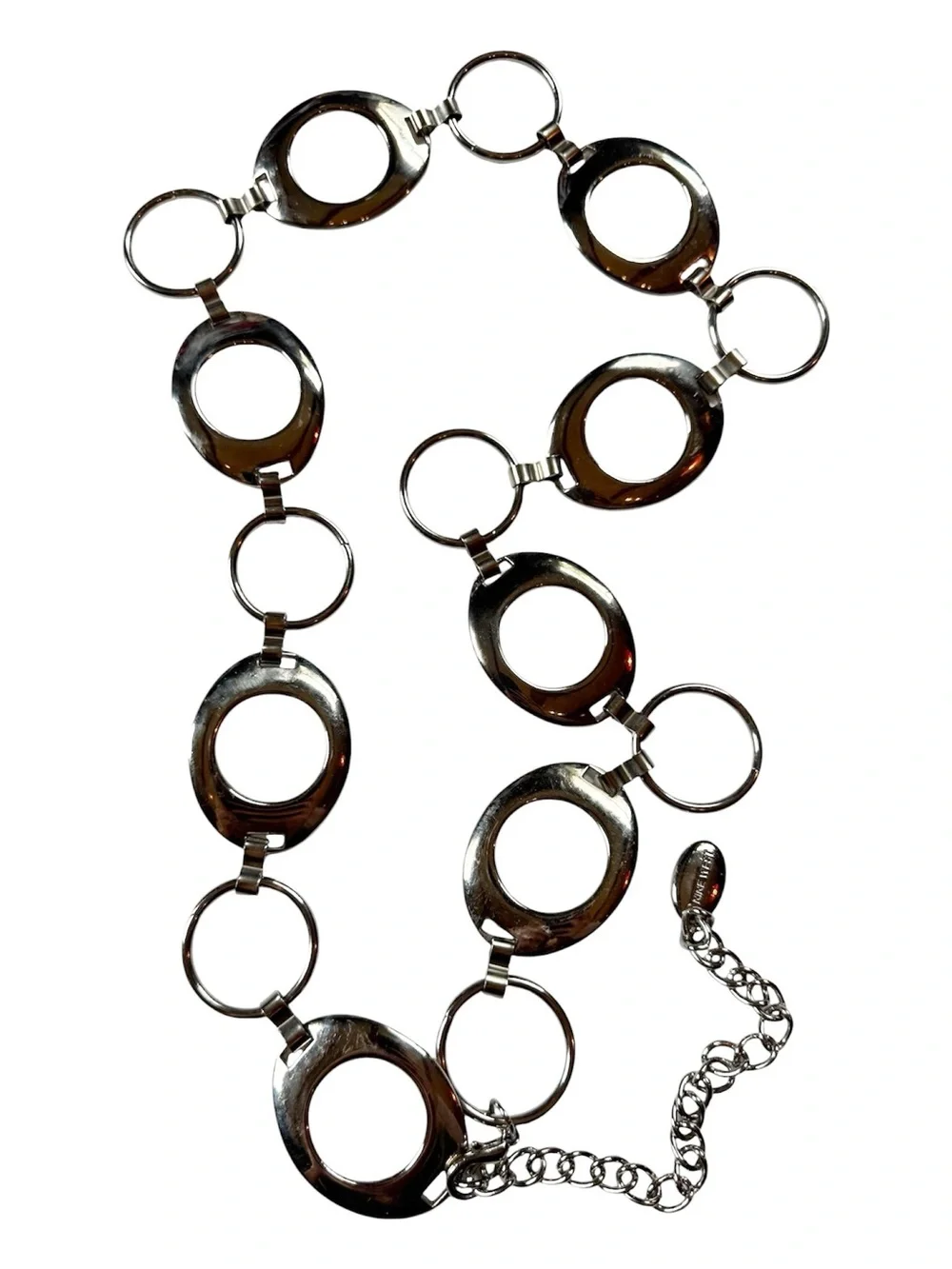 Vtg 90s/Y2K Nine West Silver Tone Oval & Round Circle Chain Indie Sleaze Belt